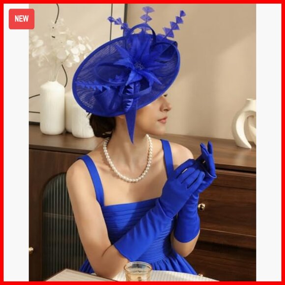Vintage Derby Fascinator Hat with Feathers for Tea Party Wedding Cocktail